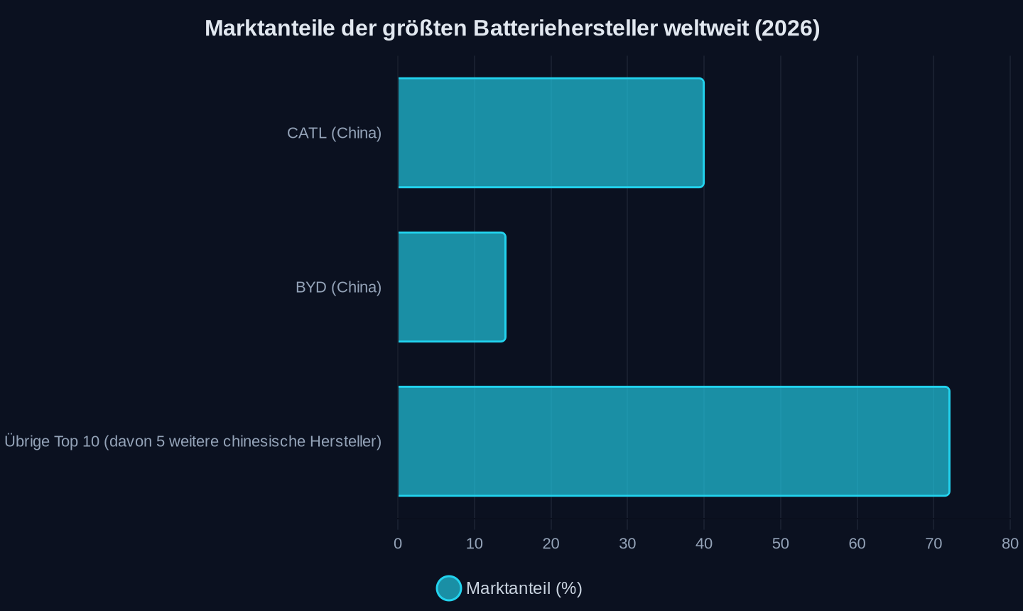 Kumulierter Marktanteil der Top 10: 72,2 % (davon 7 chinesische Hersteller). Quelle: Artikelangaben